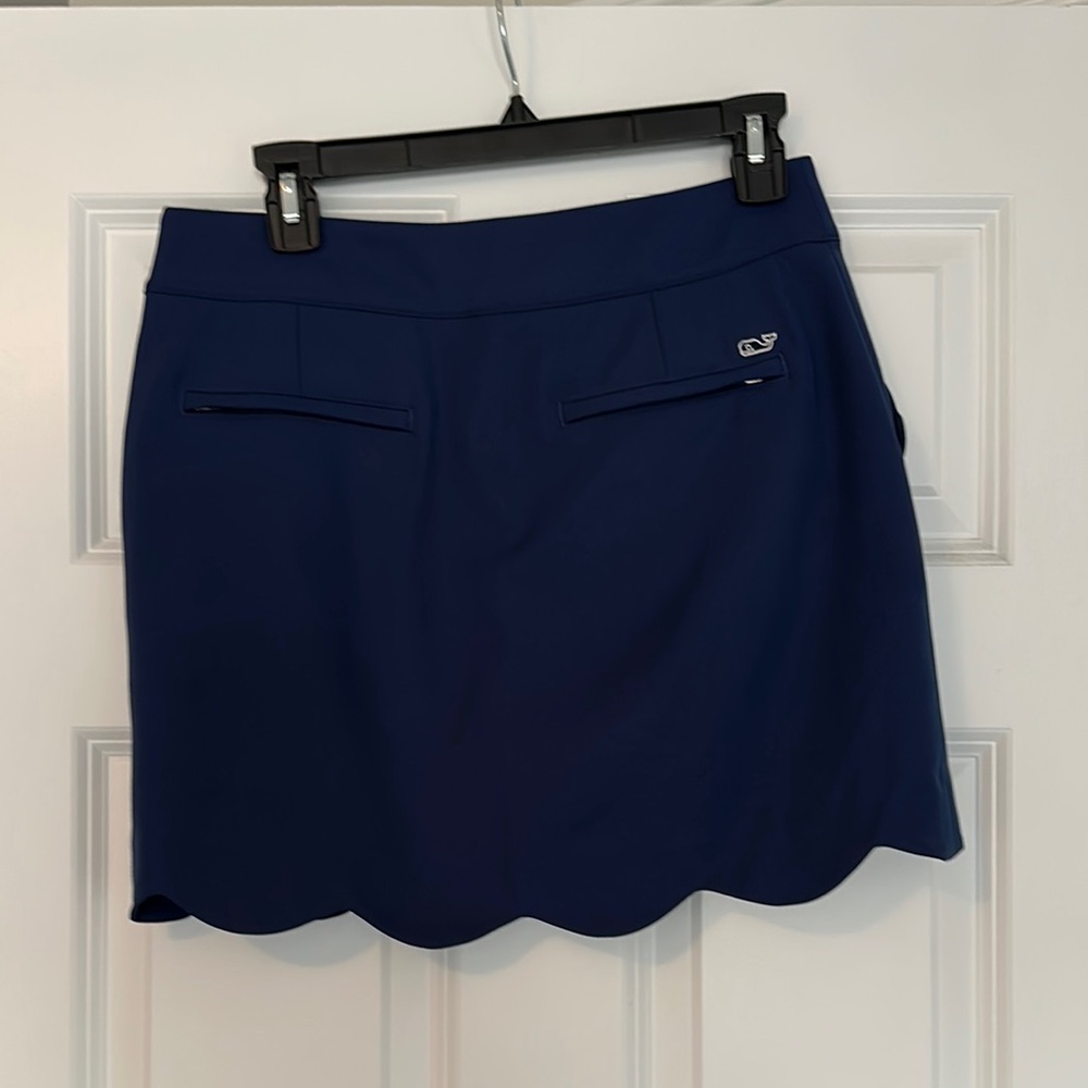 Navy Blue Scalloped Hem Skirt - Picture 2 of 5